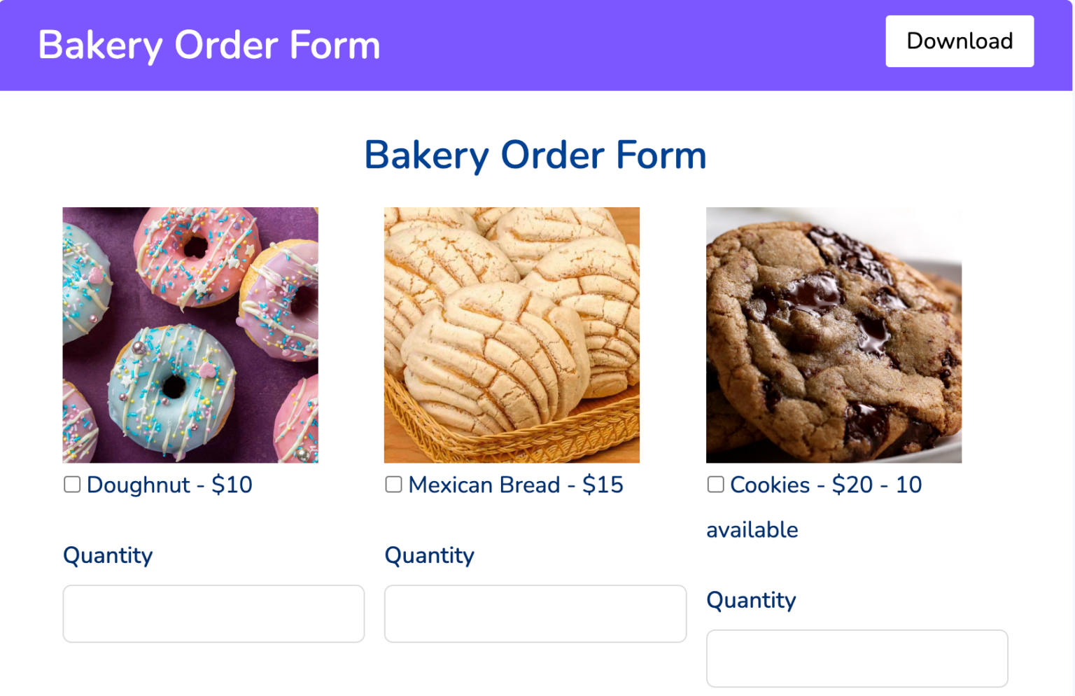 Bakery Order Form Fluent Forms